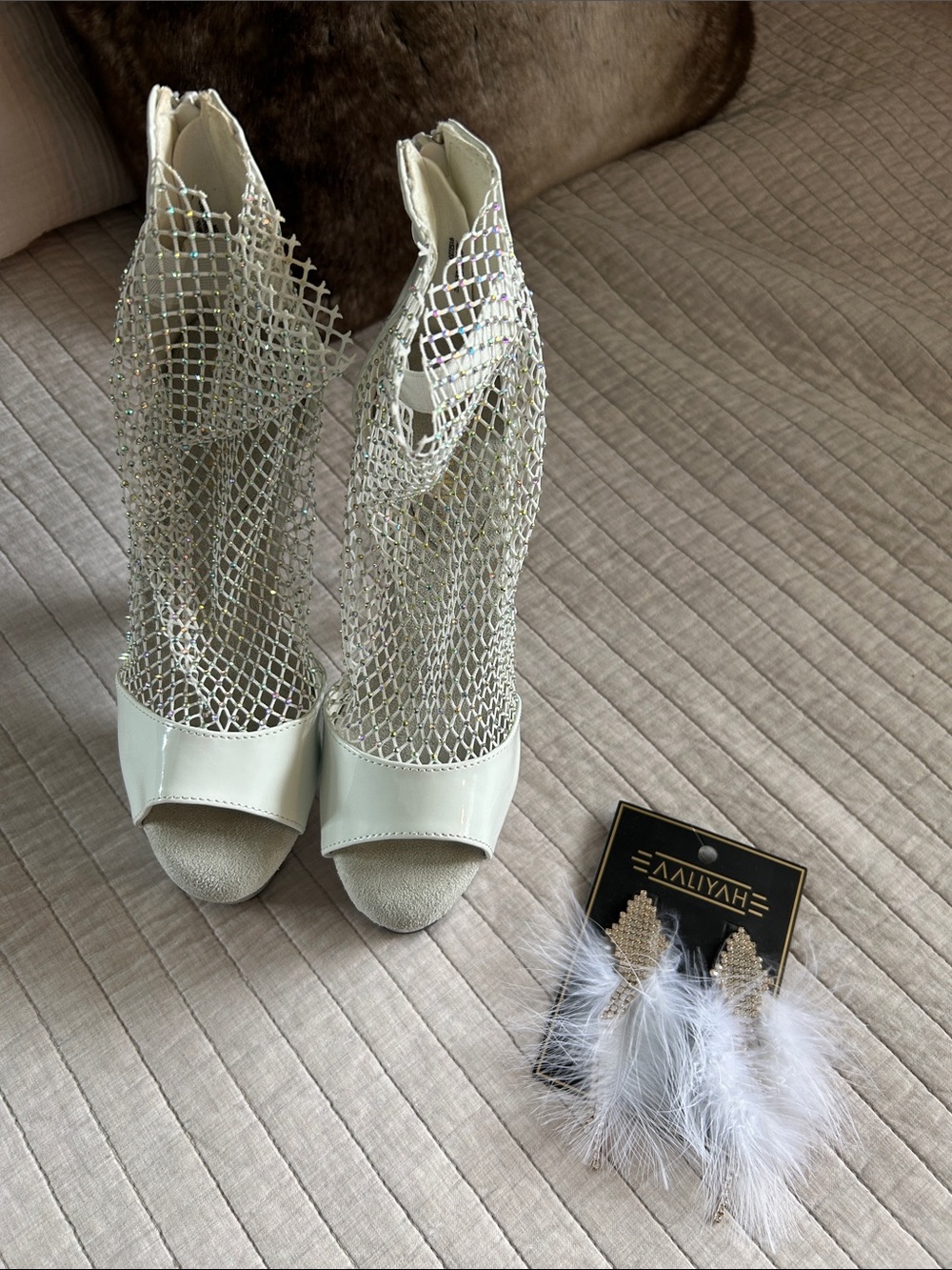 Pleaser Adore 765RM White Patent Rhinestone Mesh Platform 7" High Heels 7